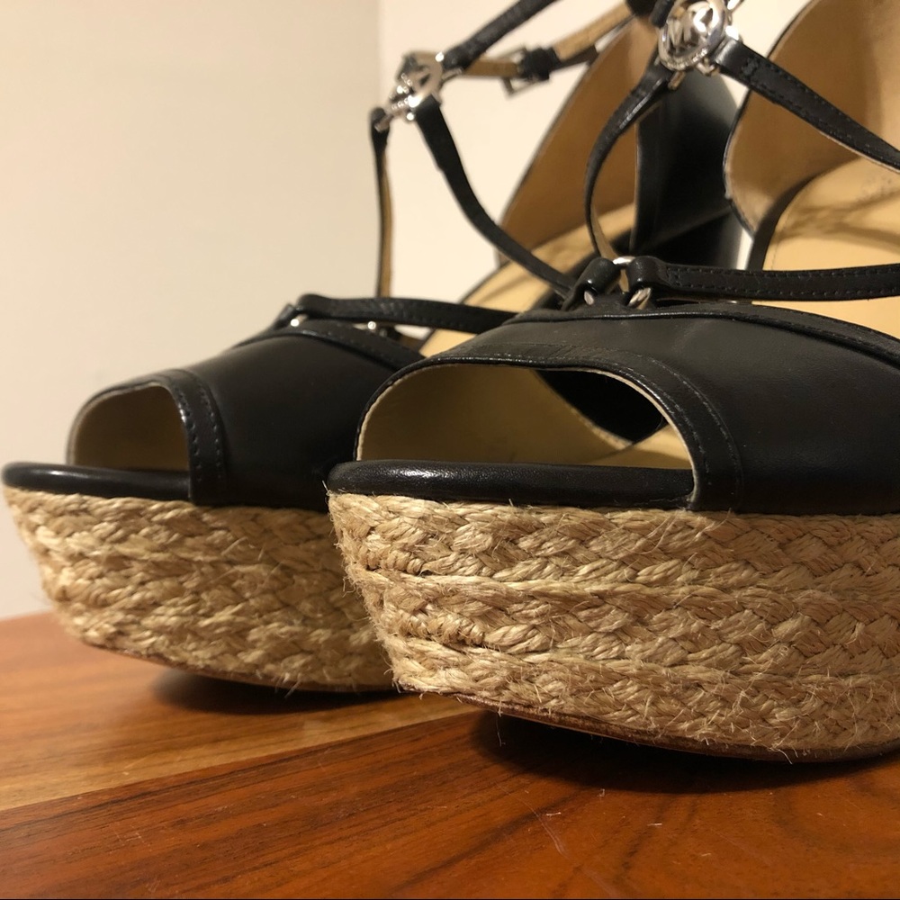 Michael Kors Black Espadrille Wedge Size 7.5 274 - Picture 5 of 9